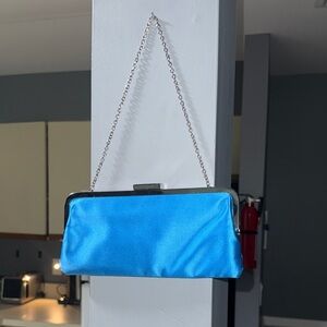 BCBGMaxAzria Shimmering Blue Satin Wristlet